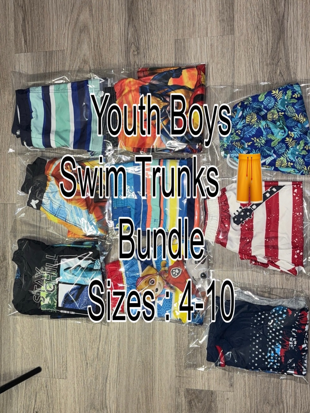 Lot of Youth Boys Swim Trunks Bundle - Multi Color Sizes: 4-10